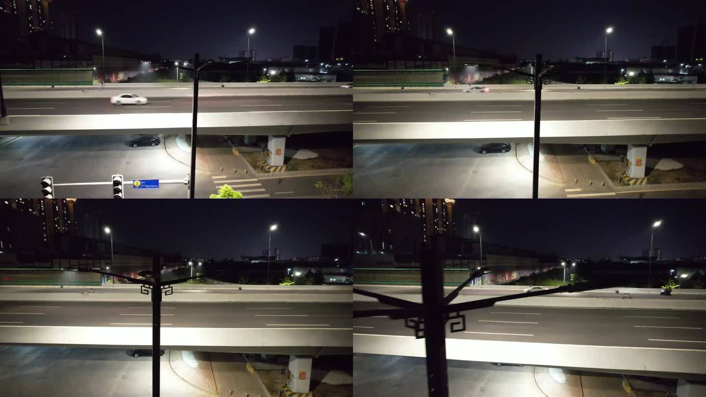 城市夜景车流公路夜跑路灯纪录片通用素