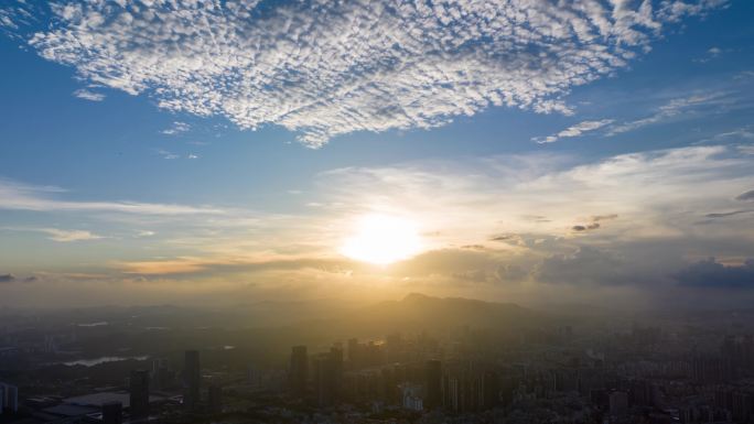 航拍日落廷时 航拍日落金山 日落素材