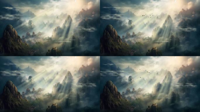 云雾缭绕仙境仙山