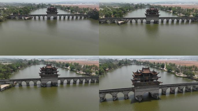 航拍建水十七孔桥双龙桥