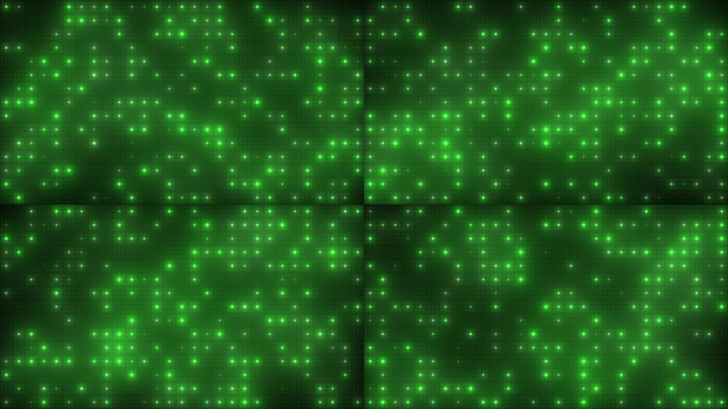 4K绿色晶格阵列灯光闪烁背景无缝循环