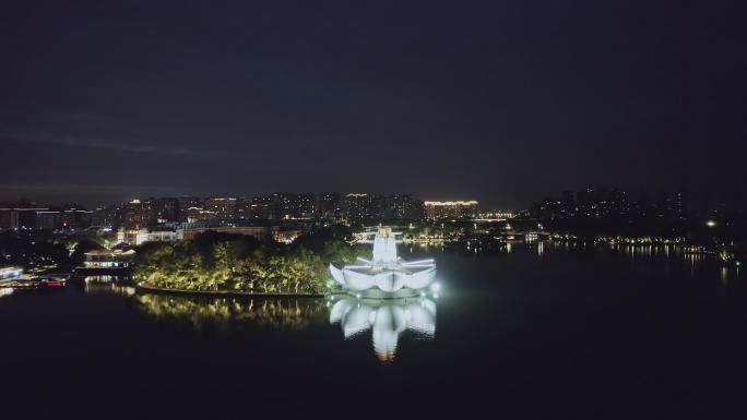 航拍李叔同纪念馆全景夜景