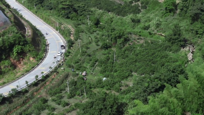 法院警车下乡脐橙园种植工人与县城街景