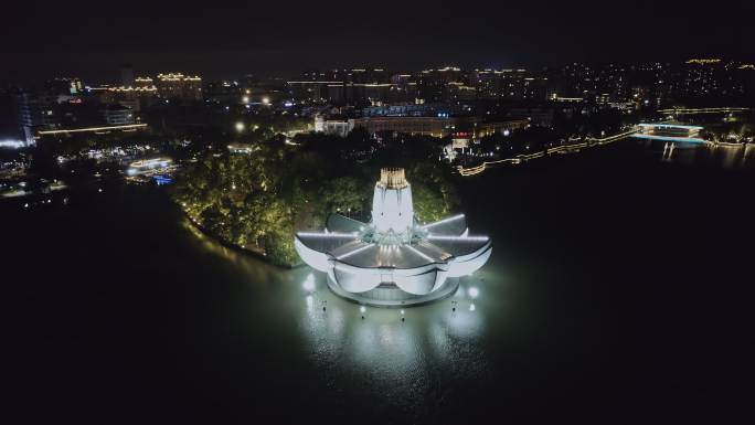 航拍李叔同纪念馆夜景