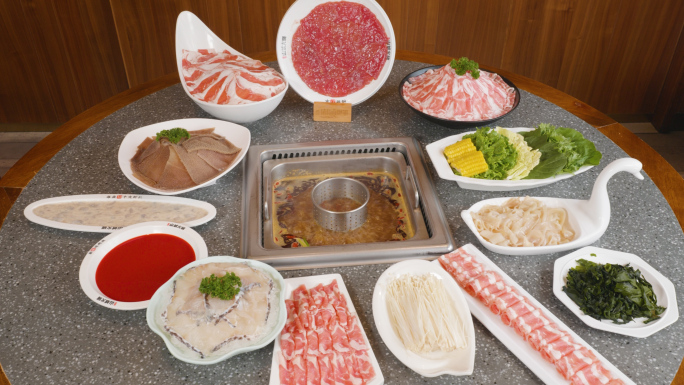 火锅食材展示火锅肉类肉品配菜食材合集