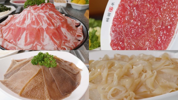 火锅食材展示火锅肉类肉品配菜食材合集