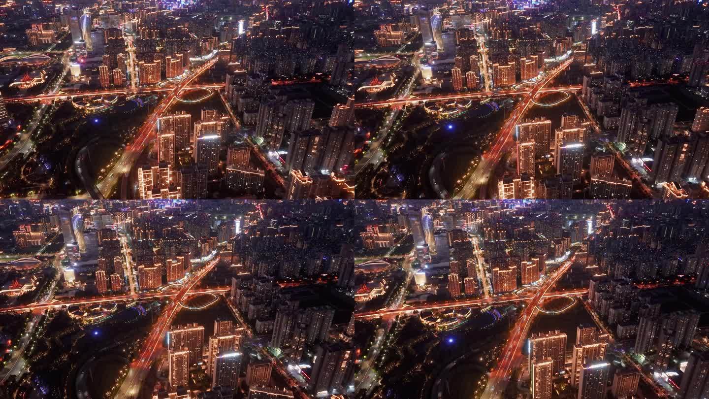 4K正版-航拍西安金融中心城市夜景03