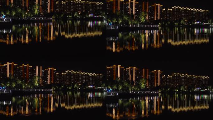 湖边城市夜景房地产建筑灯光夜景