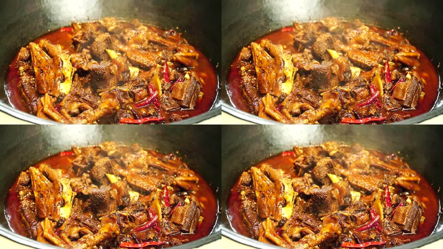 原创美食红烧铁锅炖肉烧鹅
