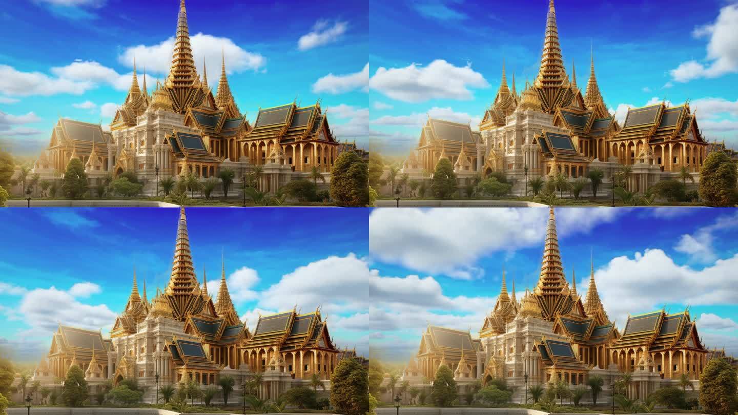 东南亚风格泰国柬埔寨皇宫寺庙风情舞蹈大屏