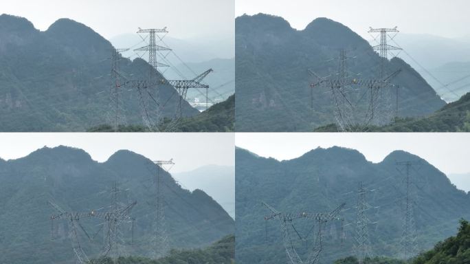浙江电力山区电网电塔特高压高压线铁塔山顶
