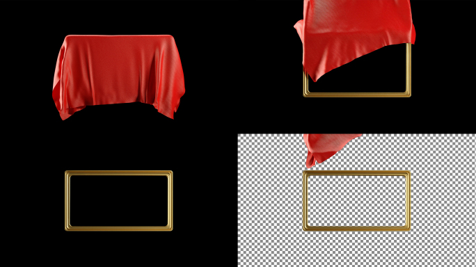 红绸揭幕 透明背景 AE模板