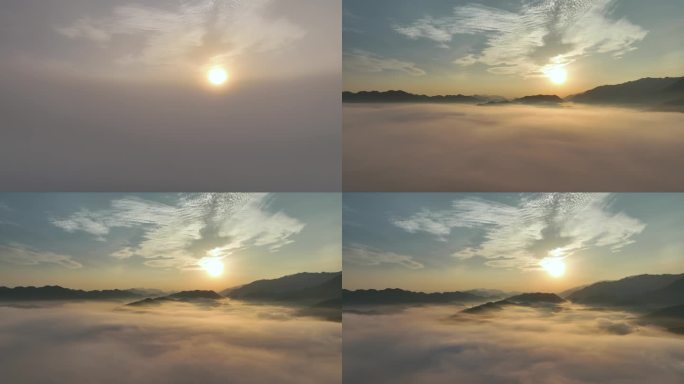 【4K无水印】航拍日出高山云海空镜