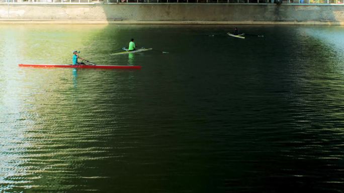 天津海河皮划艇夏季水上运动实拍