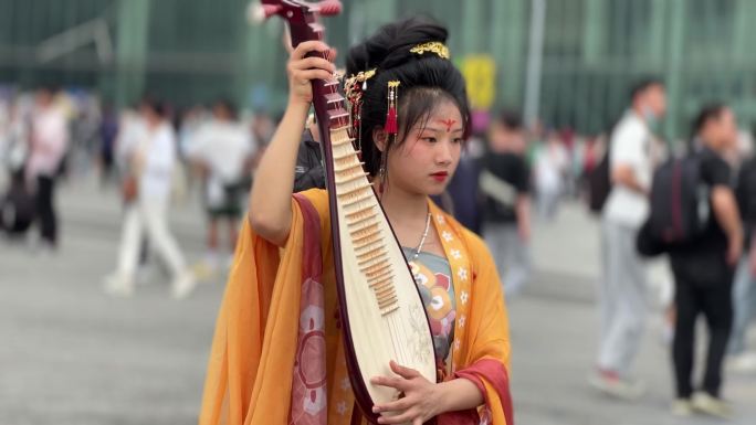 古风琵琶唐风美女动漫展唐装古代少女