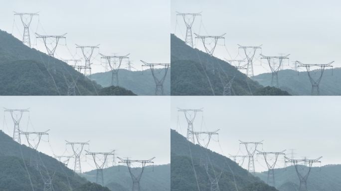 浙江山区山顶电力电网电塔高压线特高压