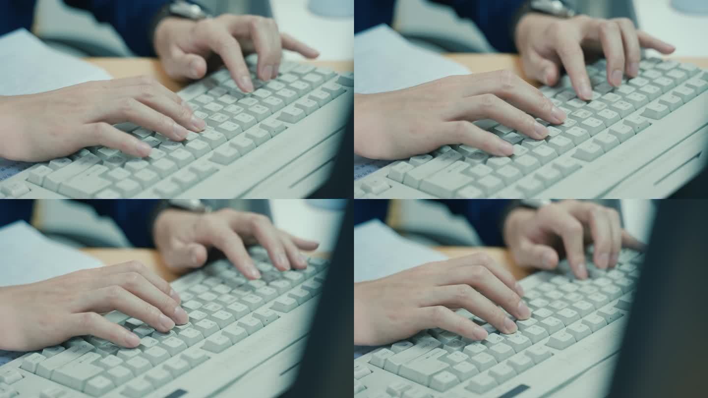 电脑前工作的白领女孩上班白领女孩操作电脑