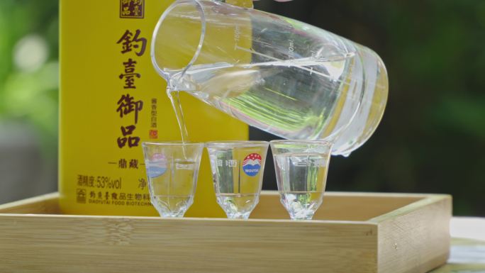 户外 阳光下 倒白酒 聚会 碰杯