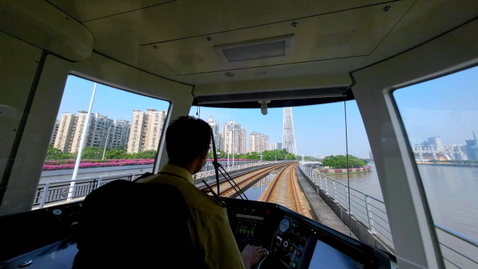 司机视觉：有轨电车行驶，广州海珠有轨电车
