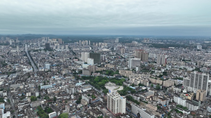 航拍北海合浦县城市大景还珠广场