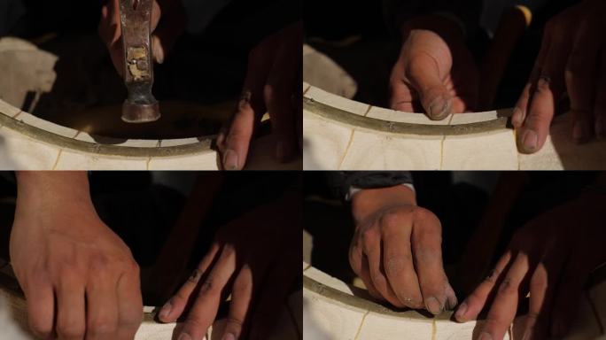 木质材料 特写 慢镜头 人体手指 工匠