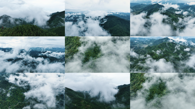 4K【合集】大别山森林云海自然风景航拍