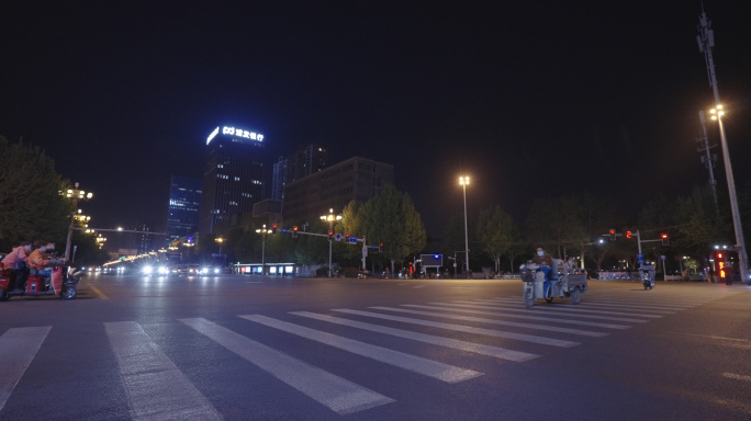 夜景城市繁华街道车流人流延时摄影