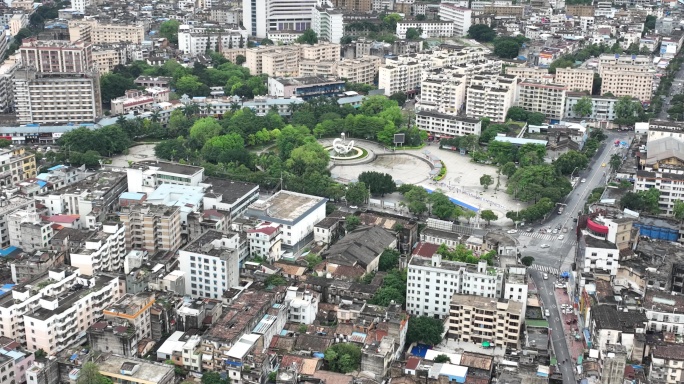 航拍北海合浦县城市大景还珠广场