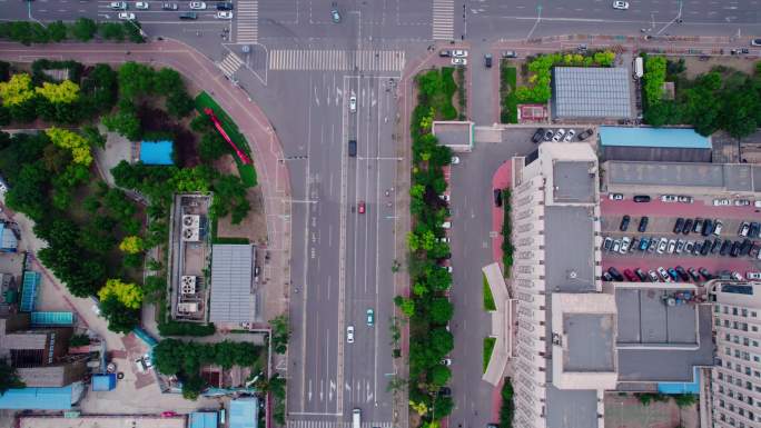 航拍城市公路垂直俯拍