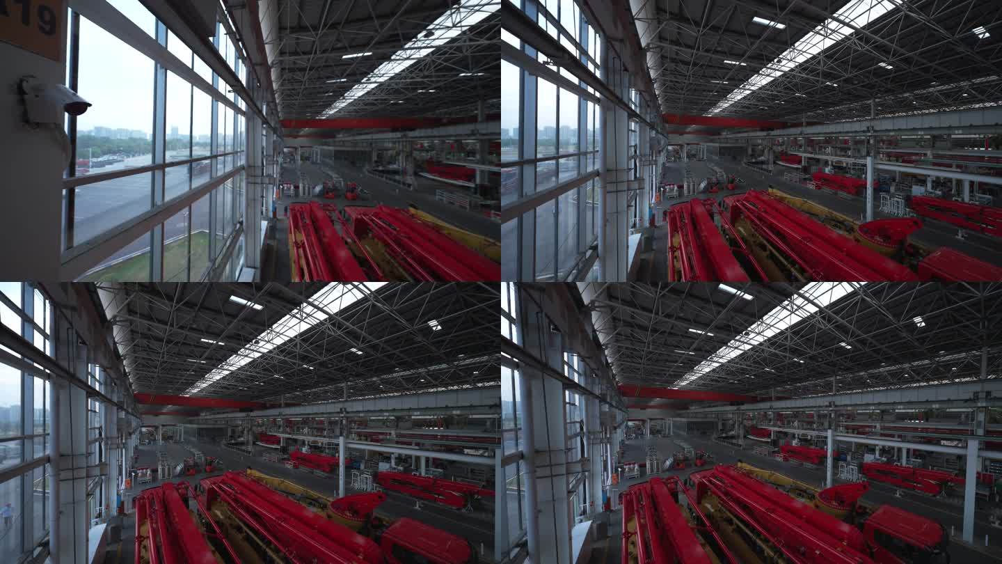 重工工厂厂房俯拍环拍空镜