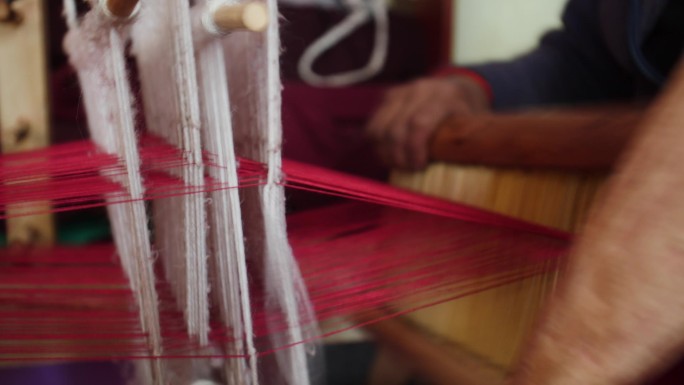 传统织布 纺车老粗布 纺车老工艺 手工艺