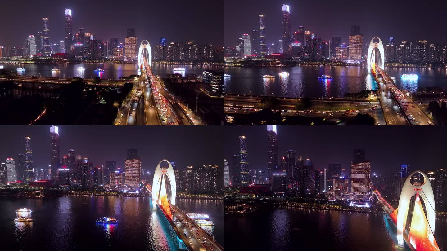 广州珠江新城邮轮夜游夜景