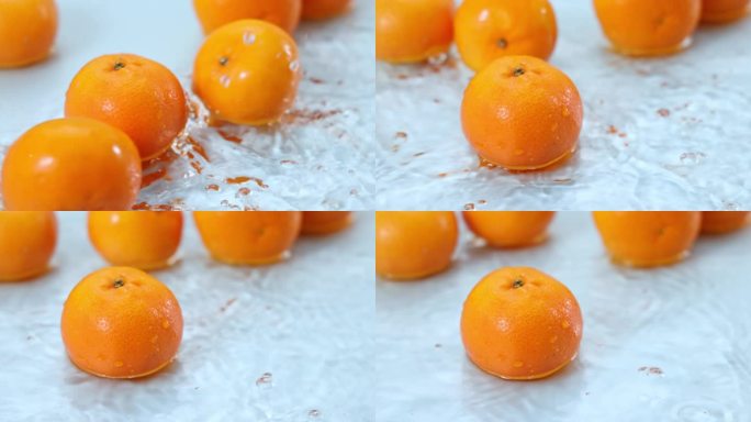 水果 橙子 橘子水中碰撞