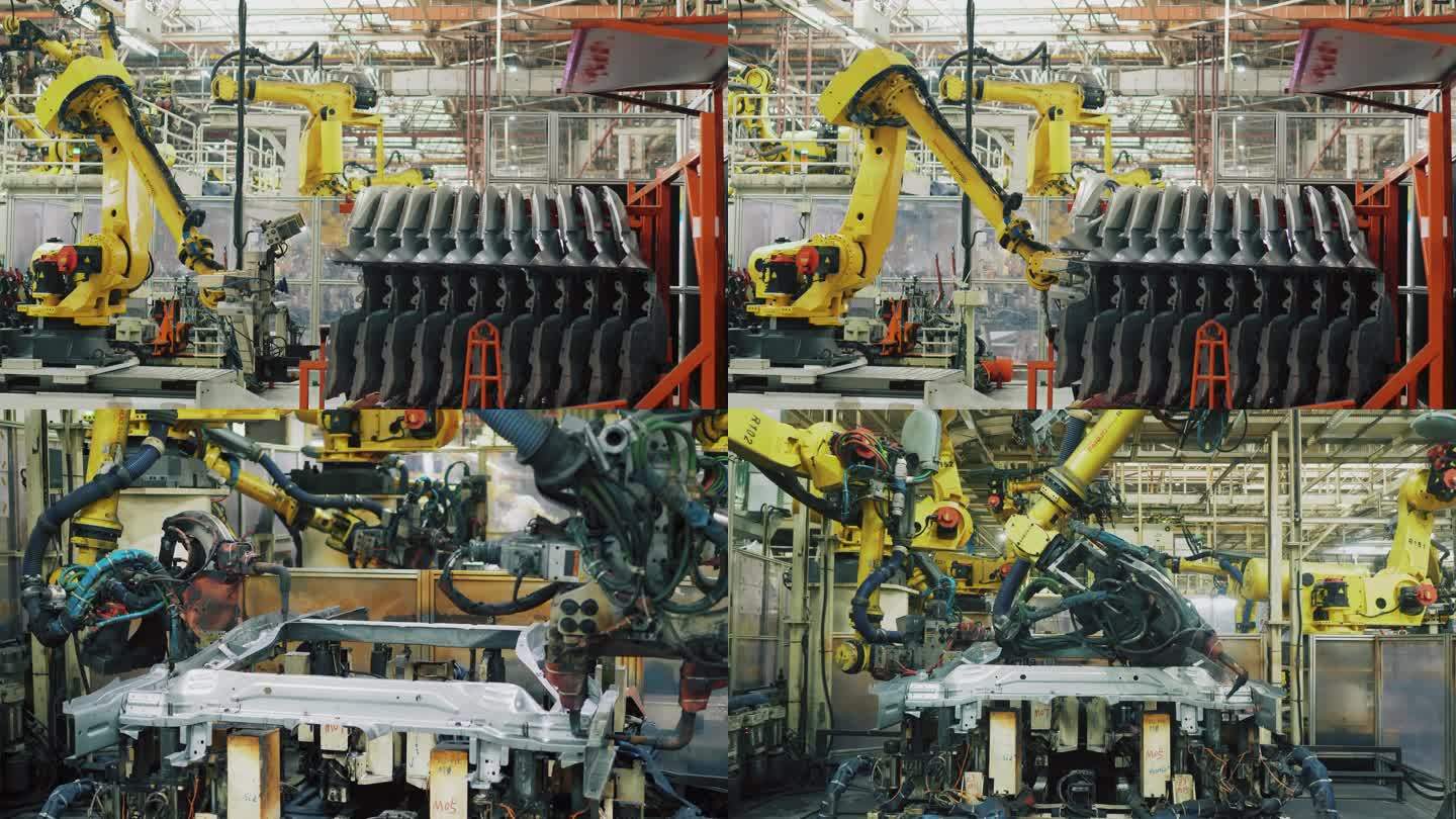 汽车工厂机器人工作素材