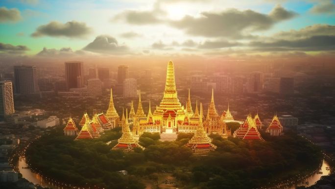 大气东南亚风光寺庙建筑柬埔寨风情舞蹈背景
