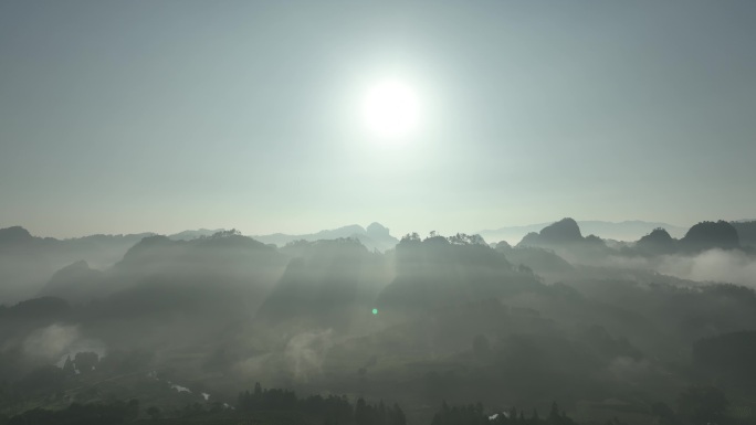 武夷山日出航拍云海日出阳光山峰云雾山风景