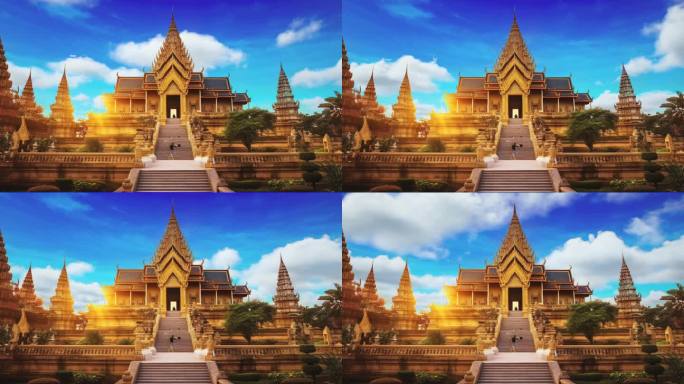 东南亚风格泰国柬埔寨皇宫寺庙建筑背景2