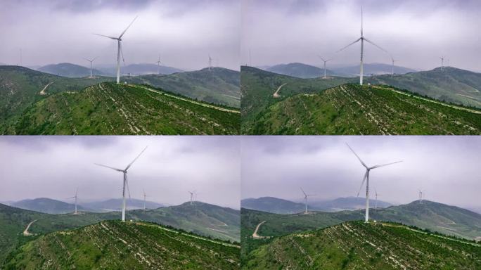 山上的风车发电泗水延时风力发电