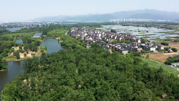 杭州市富阳区新沙岛富春江全景4K航拍