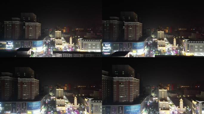 河南新乡城市夜景交通航拍 (9)