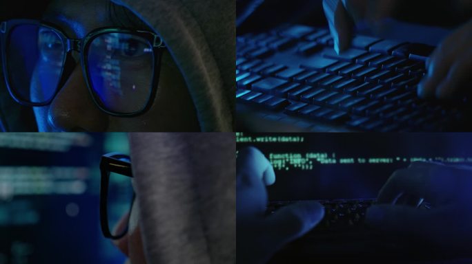 黑客 写代码 网络安全  视频 素材