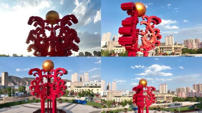 航拍延迟拍摄甘肃定西新地标