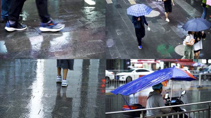 下雨走路的人升格镜头