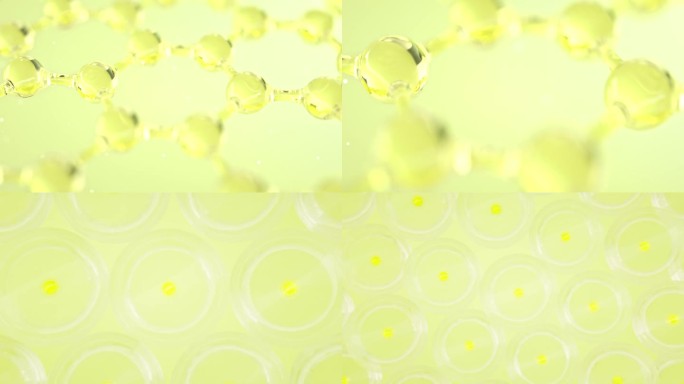 微观果绿色细胞分子三维动画广告素材