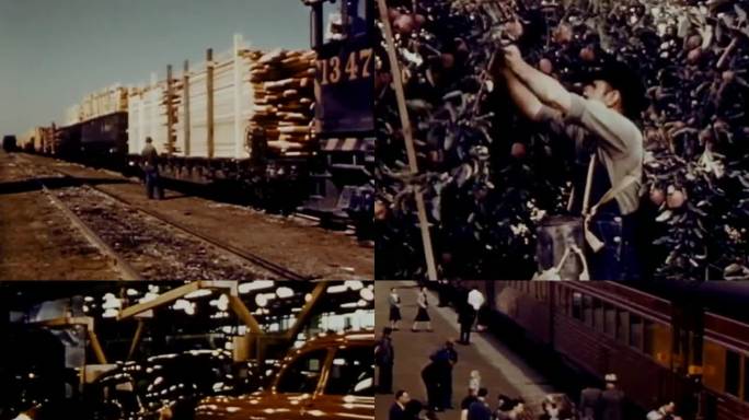 40年代铁路运输 火车运输各种货物