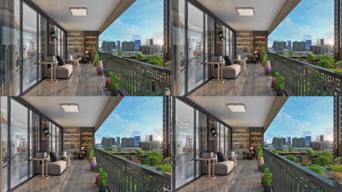 第4代住宅超大阳台景观三维效果