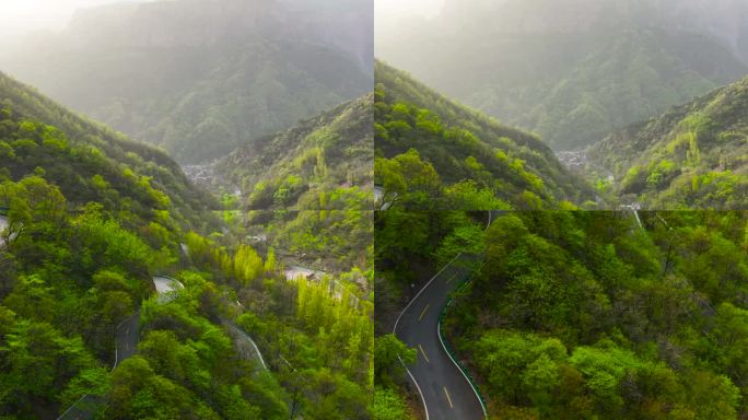 4K航拍河南新乡市太行山郭亮挂壁公路风景