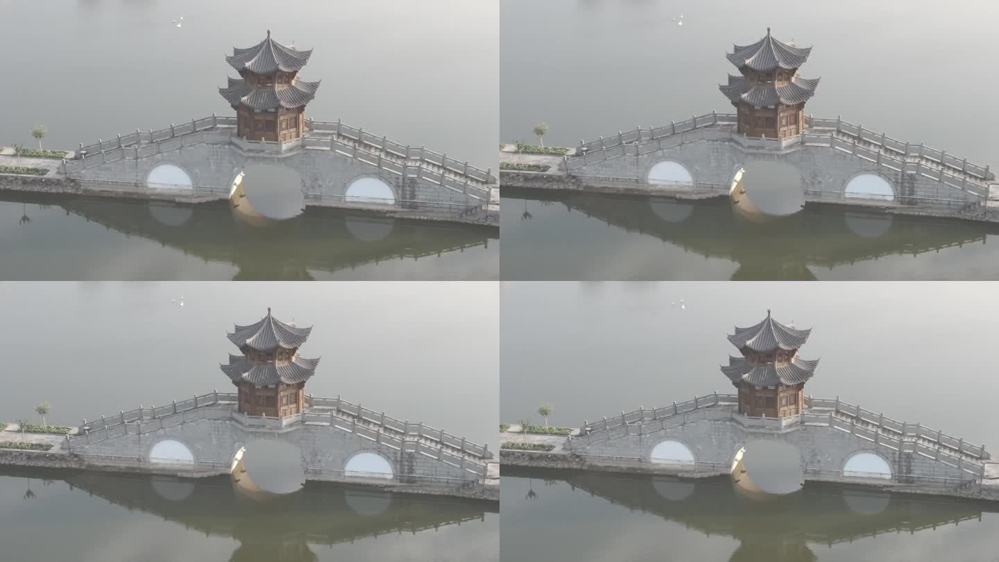 东阳 湖 古建筑 桥 无人机航拍 日落