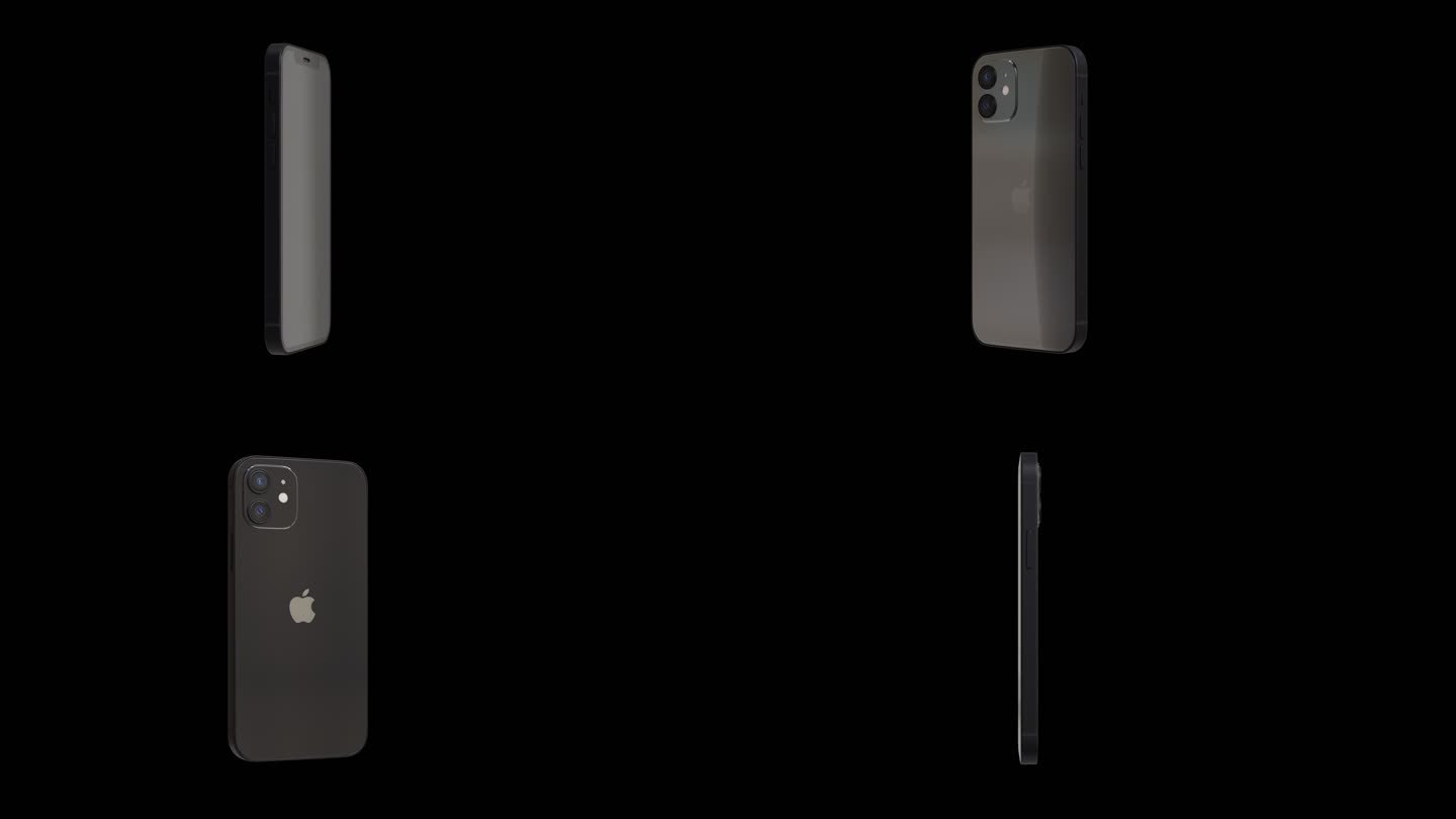 苹果iPhone 12黑色手机透明背景