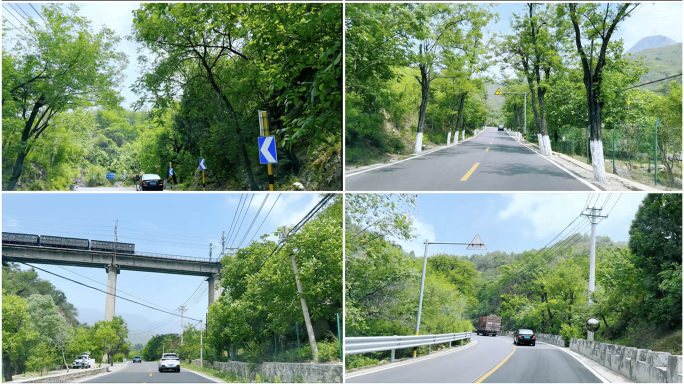 行车视角北京郊区公路蓝天白云开车车窗风景